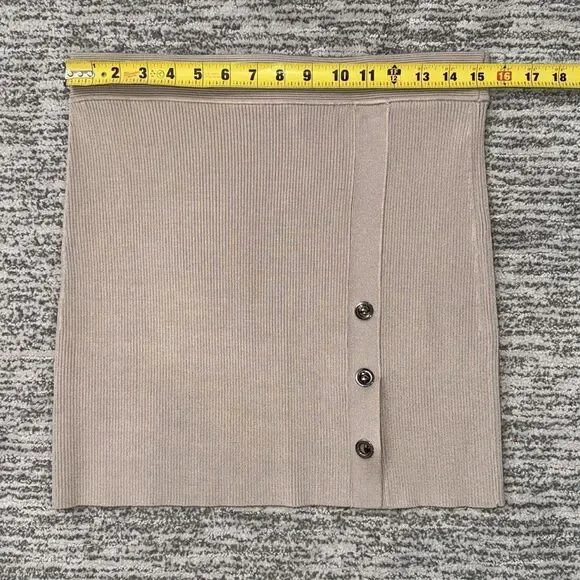 NWT Jonathan SIMKHAI Dorothy ribbed-knit miniskirt Almond Large